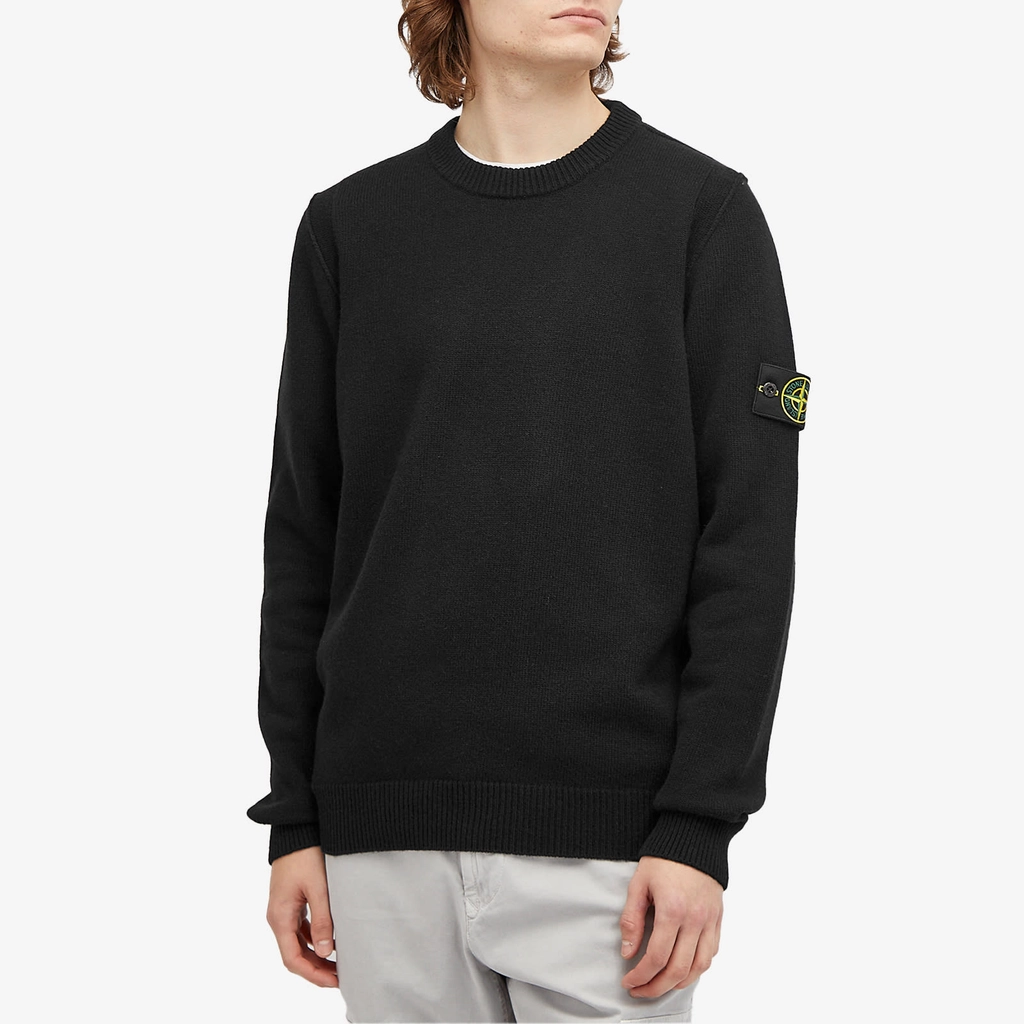 Stone Island Men's Reverse Seam Lambswool Crew Neck Jumper Black